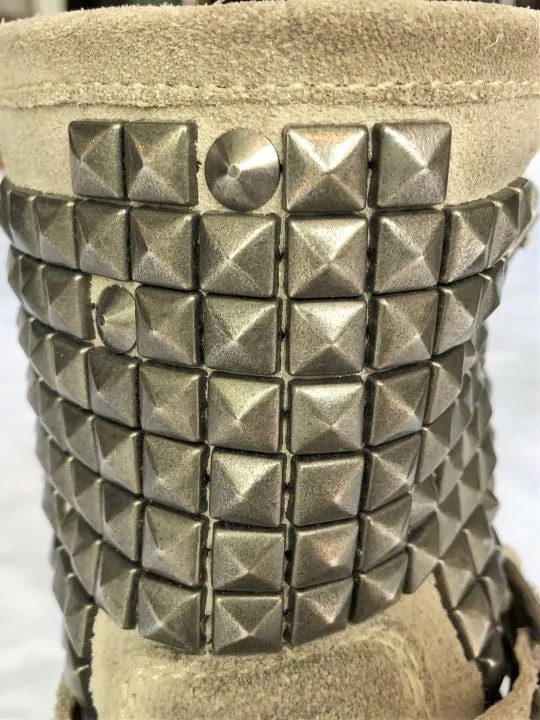 ASH Size 6 Titan Beige Suede Studded Moto Boots