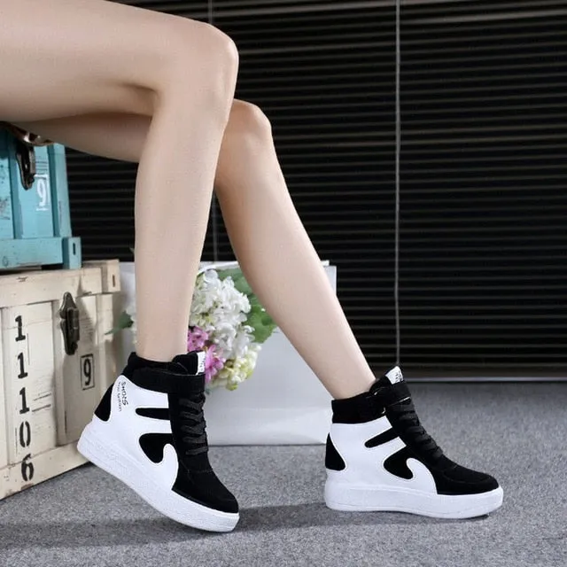 red sneakers women 2020 High top Platform Sneakers women Casual Wedges shoes Womens Shoes Black Platform Vulcanize Shoes Women