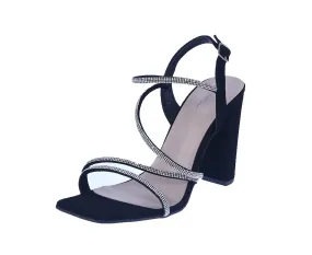 WOMAN'S SHOES BLACK NUB GLITTER HEELS NILE-38